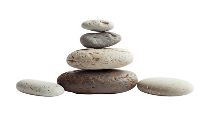 Fototapeta na wymiar Zen Stones Balanced Pile - Isolated on White Transparent Background, PNG 