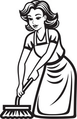 Shine Siren Female Cleaner Vector Logo Emblem Floor Flair Woman Mopping on Floor Vector Design