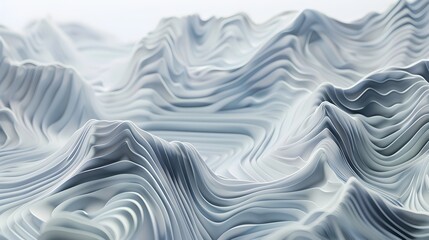 Obraz premium Surreal Topographic Landscape in Grayscale Tones - Abstract 3D Digital Art with Geometric Contours and Depth