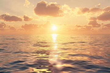 A sunrise over a calm sea, depicting the dawn of new opportunities and the brightness of success