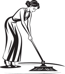 Gleam Glamour Woman Mopping Floor Vector Emblem Mop Maestro Female Floor Cleaning Vector Logo Icon