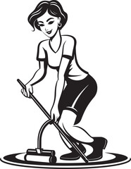 Shine Supreme Female Mopping Icon in Vector Art Radiant Ruler Woman Mopping Floor Vector Symbol