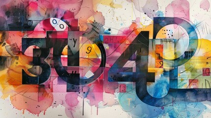 Abstract elements Numerology-Inspired Watercolor Painting