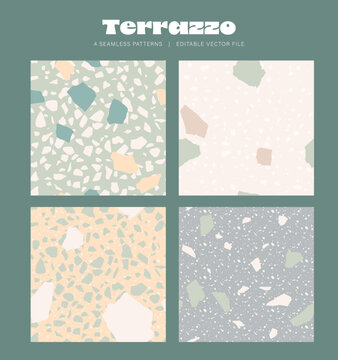 Terrazzo artisan pastel coloured seamless pattern background 4 pack