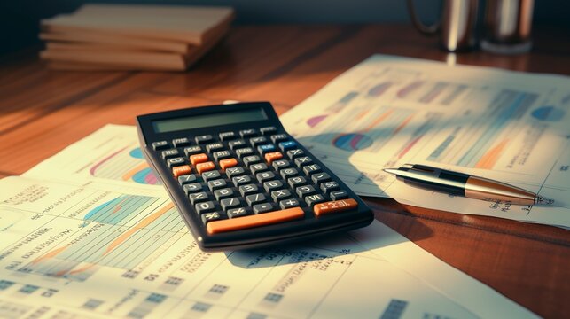 A photo of a calculator and financial documents.