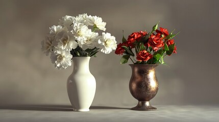  an elegant white and flowers in a vase