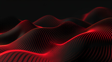 abstract red wave, graphic black and red background, digital wave, dots 