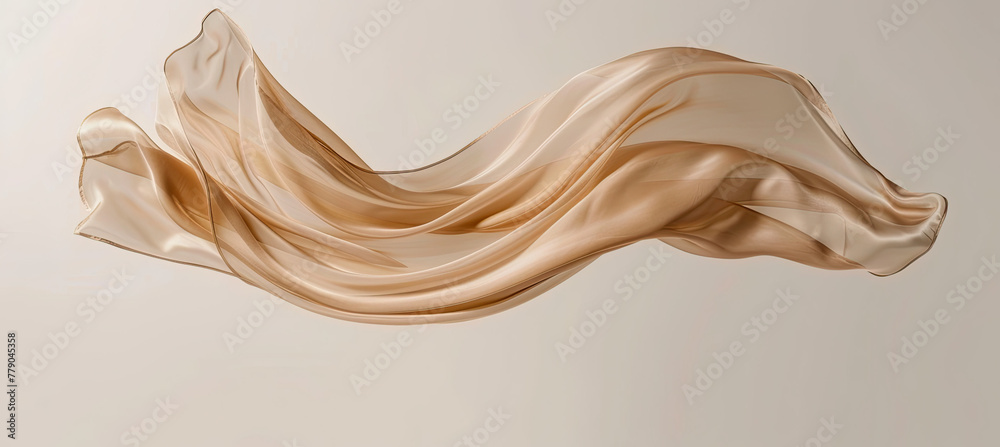 Poster Beige silk fabric floating in air