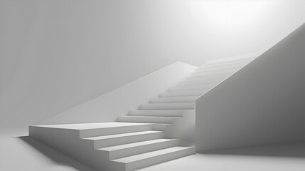 Minimalist Architectural Stairs in Monochrome Tones Showcasing Geometric Symmetry and Elegant Simplicity