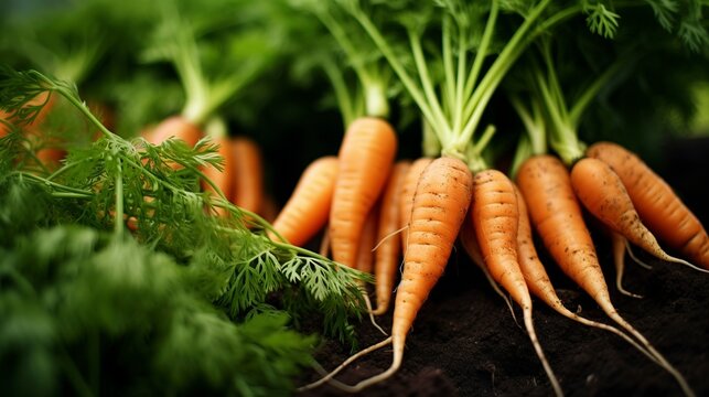 A photo of a close-up of freshly harvested carrots.