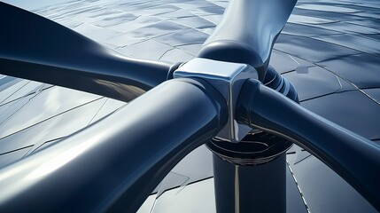 A photo of a close-up view of a wind turbine rotor. - obrazy, fototapety, plakaty
