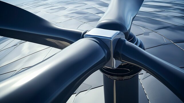 A photo of a close-up view of a wind turbine rotor.