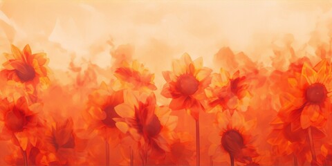 vibrant orange sunflowers field in soft painterly style with warm hues perfect for autumn home decor