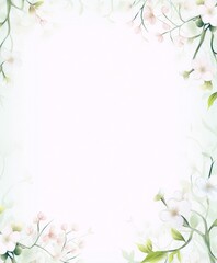 Obraz premium Delicate white and pink flowers frame in watercolor style on a pale green background