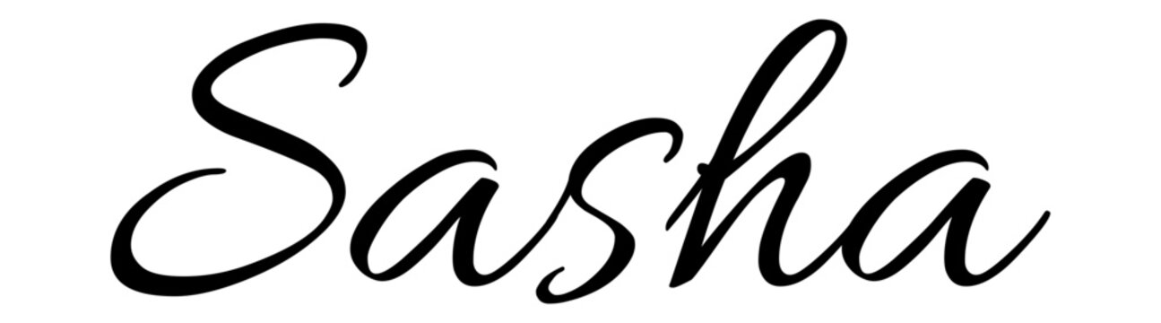Sasha - black color - name written - ideal for websites, presentations, greetings, banners, cards, t-shirt, sweatshirt, prints, cricut, silhouette, sublimation, tag