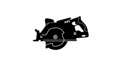 Cordless Rear Handle Circular Saw, black isolated silhouette © OMIA