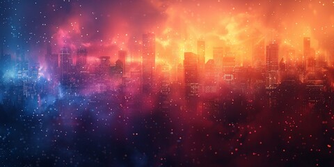 Background with abstract image of big city - obrazy, fototapety, plakaty