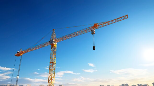 A photo of a construction crane against a clear blue sky