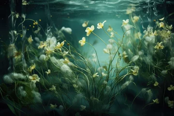 Gordijnen An aquatic plants, An array of aquatic plants swirling underwater, AI generated © Tanu