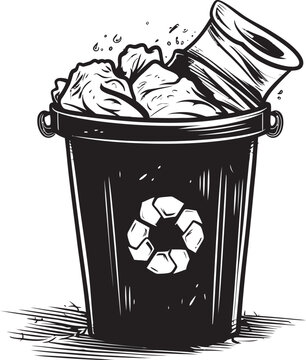 Trash Tidings Emblem Spreading Awareness for Cleaner Communities Bin Beauty Badge Elevating Waste Disposal with Elegance