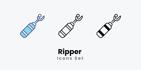 Ripper  Icons set thin line and glyph vector icon illustration