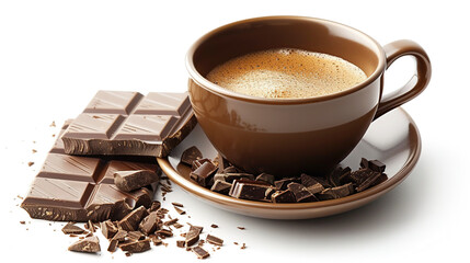 The simplicity of a cup of coffee accompanied by chocolate 
