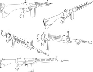 Vector sketch illustration design of a rifle firearm for war