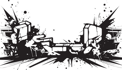 Aerosol Anthem Celebrating Graffiti Art in Vector Form Tagged Terrain Emblem Mapping Urban Creativity in Vectors - obrazy, fototapety, plakaty
