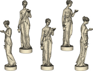 Vector sketch illustration design of beauty statue of greek roman goddess