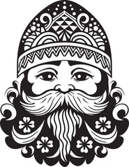 Retro Claus Revival Hipster Santa Art in Vector Form Urban Hipster Icon Stylish Santa Artwork in Vector Logo Design