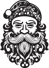 Whimsical Whiskers Artistic Santa Logo Design in Vector Hipster Santa Heraldry Urban Flavored Artwork in Vector Form