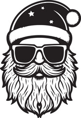 Retro Revival Vintage Inspired Santa Artwork in Vector Logo Design Santas Side Part Hipster Hair Adorned Claus Icon in Vector Format