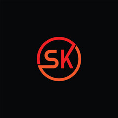 SK Letter Initial Logo Design Template Vector Illustration