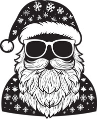 Retro Santa Revival Vintage Inspired Artwork in Vector Format Santas Sunglasses Squad Cool Eyewear Adorned Claus Art in Vector