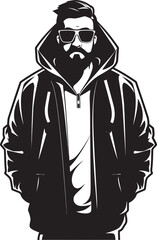 Noir Navigator Urban Man in Hood and Glasses Vector Logo Design Spectral Sleuth Stylish Man in Hood and Glasses Vector Emblem