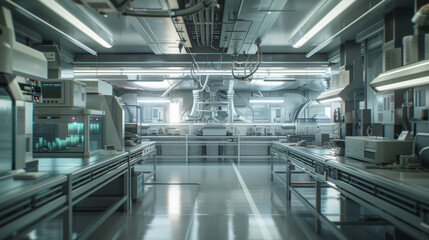 Fototapeta premium A state-of-the-art biotechnology laboratory with gene sequencers and cell culture systems, momentarily silent but ready to advance the field of life sciences