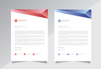 Blue and Red Modern Business Letterhead Design Template, Abtract Letterhead Design, Letterhead Template