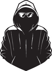Urban Sleuth Sleek Man in Glasses Vector Icon Noir Visionary Hooded Man with Glasses Vector Logo
