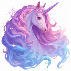 Obraz na płótnie Canvas Majestic Unicorn with Shimmering Mane, Fantasy Creature Illustration