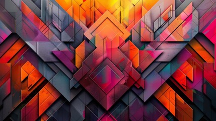 A dynamic abstract artwork with a graffiti-inspired geometric pattern, featuring a fusion of sharp angles and vibrant urban colors. - obrazy, fototapety, plakaty