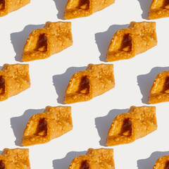 Seamless pattern with baklava on white background.