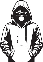 Incognito Identity Man in Hood and Glasses Vector Logo Icon Urban Enigma Disguised Figure in Hood and Glasses Vector Emblem