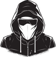 Dark Defender Hooded and Glasses Clad Man Vector Logo Design Incognito Identity Man in Hood and Glasses Vector Logo Icon