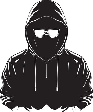 Noir Navigator Hooded and Glasses Wearing Man Vector Logo Design Dark Defender Man in Hood and Glasses Vector Emblem