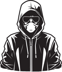 Incognito Identity Hooded and Glasses Wearing Man Vector Logo Icon Urban Enigma Disguised Figure in Hood and Glasses Vector Emblem