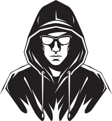 Incognito Identity Man in Hood and Glasses Vector Logo Design Urban Enigma Hooded and Glasses Wearing Figure Vector Logo Icon