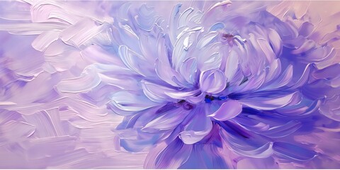 delicate flower of pastel purple painted with oil paint. close up