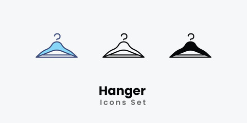 Hanger  Icons set thin line and glyph vector icon illustration