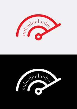 semicircular display concept. red speedometer. indicator on black background