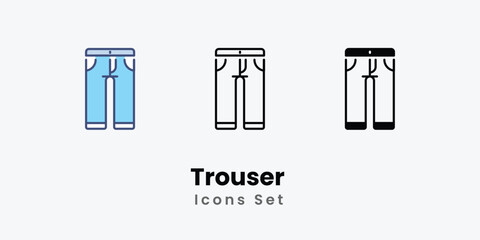 Trouser  Icons set thin line and glyph vector icon illustration